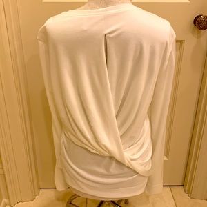 HELMUT LANG WOMENS WHITE SIZE SMALL LONG SLEEVE TOP WITH CASCADING OPEN BACK